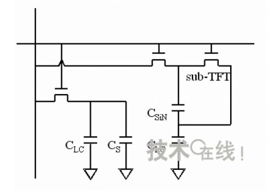 中华映管采用新构造的MVA液晶的等价电路图