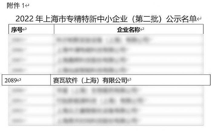 赛瓦软件荣获“上海市专精特新企业”称号