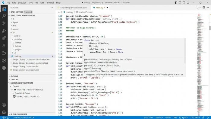 使用 Microsoft VS Code 和 Python 编写面向未来的 Extron 控制系统程序！