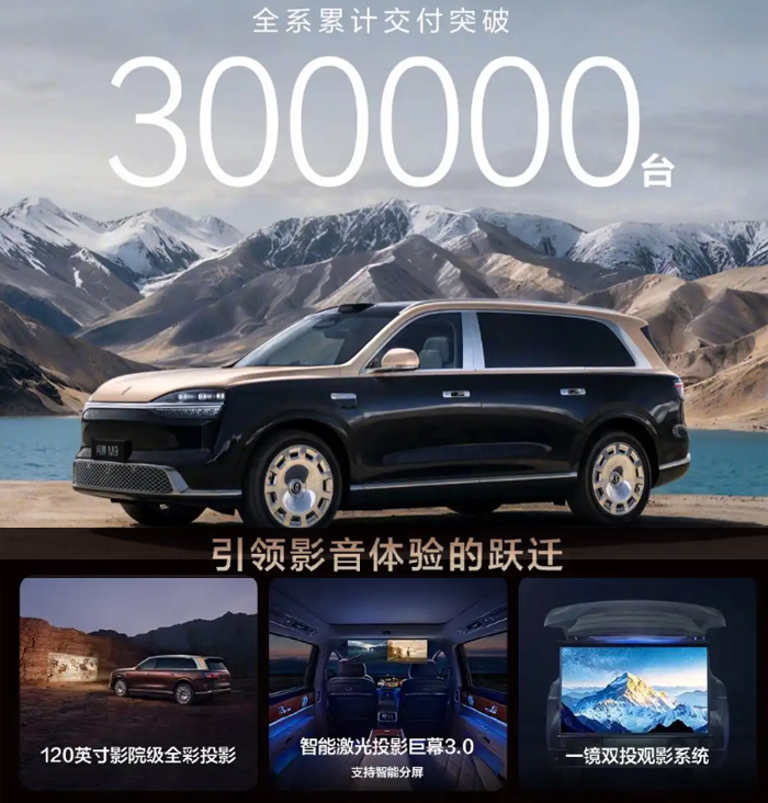 问界M9交付30万台背后:光峰与极米车载投影重新定义智能座舱体验