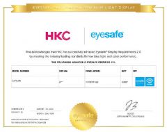 HKC&nbsp;ECS-27G��Eyesafe&reg;&nbsp;Certified&nbsp;2.0��֤����רҵ��֤��Ӧ������ʾ����